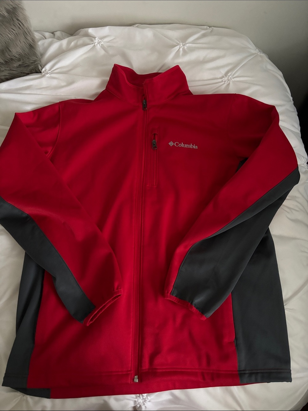 Columbia Red and Gray Softshell Jacket - Full Zip